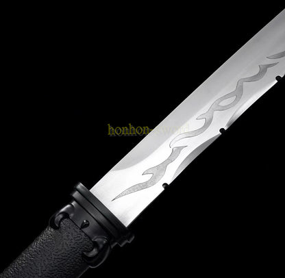 1095 High Carbon Steel Tang Dao 唐刀 Traditional Chinese Dao Sword Full Tang Sword Black PU Sheath