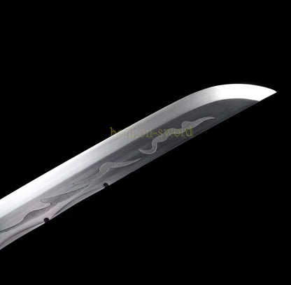 1095 High Carbon Steel Tang Dao 唐刀 Traditional Chinese Dao Sword Full Tang Sword Black PU Sheath