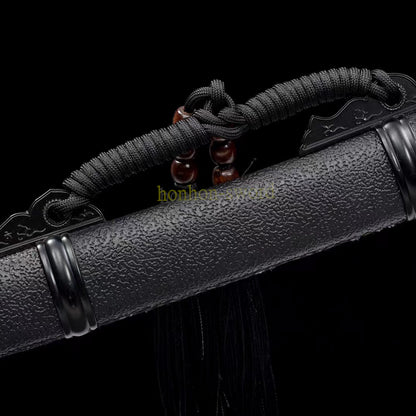 1095 High Carbon Steel Tang Dao 唐刀 Traditional Chinese Dao Sword Full Tang Sword Black PU Sheath