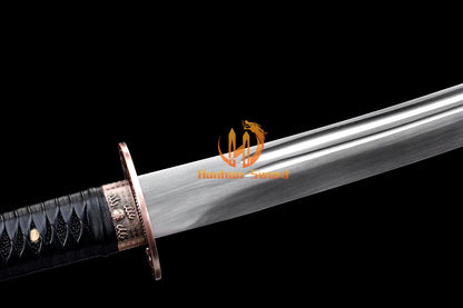 1095 Kohlenstoffstahl Katana Blaue Klinge Japanisches Samurai-Schwert Full Tang Schwarz 