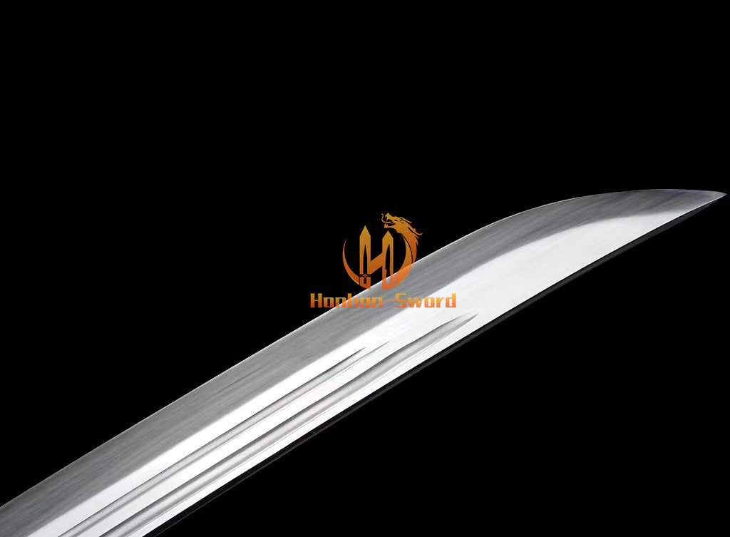 1095 Kohlenstoffstahl Katana Blaue Klinge Japanisches Samurai-Schwert Full Tang Schwarz 