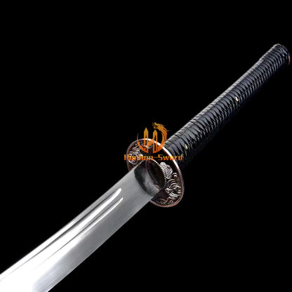 1095 Kohlenstoffstahl Katana Blaue Klinge Japanisches Samurai-Schwert Full Tang Schwarz 