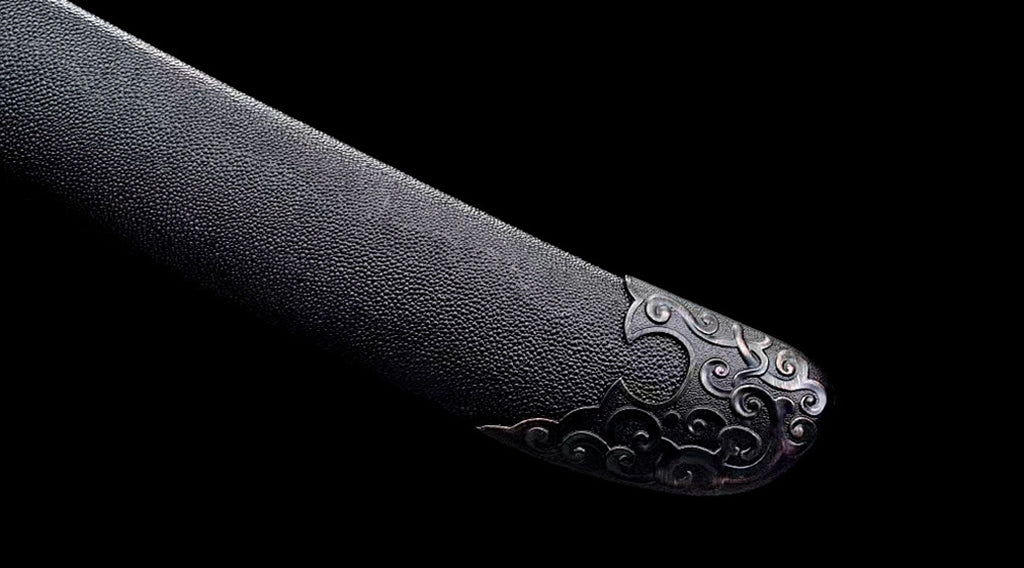 1095 Kohlenstoffstahl Katana Blaue Klinge Japanisches Samurai-Schwert Full Tang Schwarz 