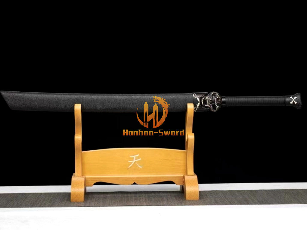 1095 Kohlenstoffstahl Katana Blaue Klinge Japanisches Samurai-Schwert Full Tang Schwarz 