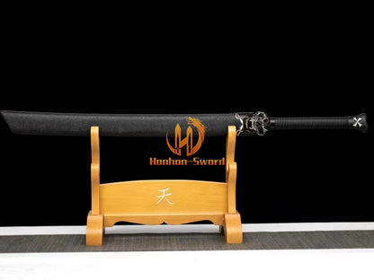 1095 Kohlenstoffstahl Katana Blaue Klinge Japanisches Samurai-Schwert Full Tang Schwarz 
