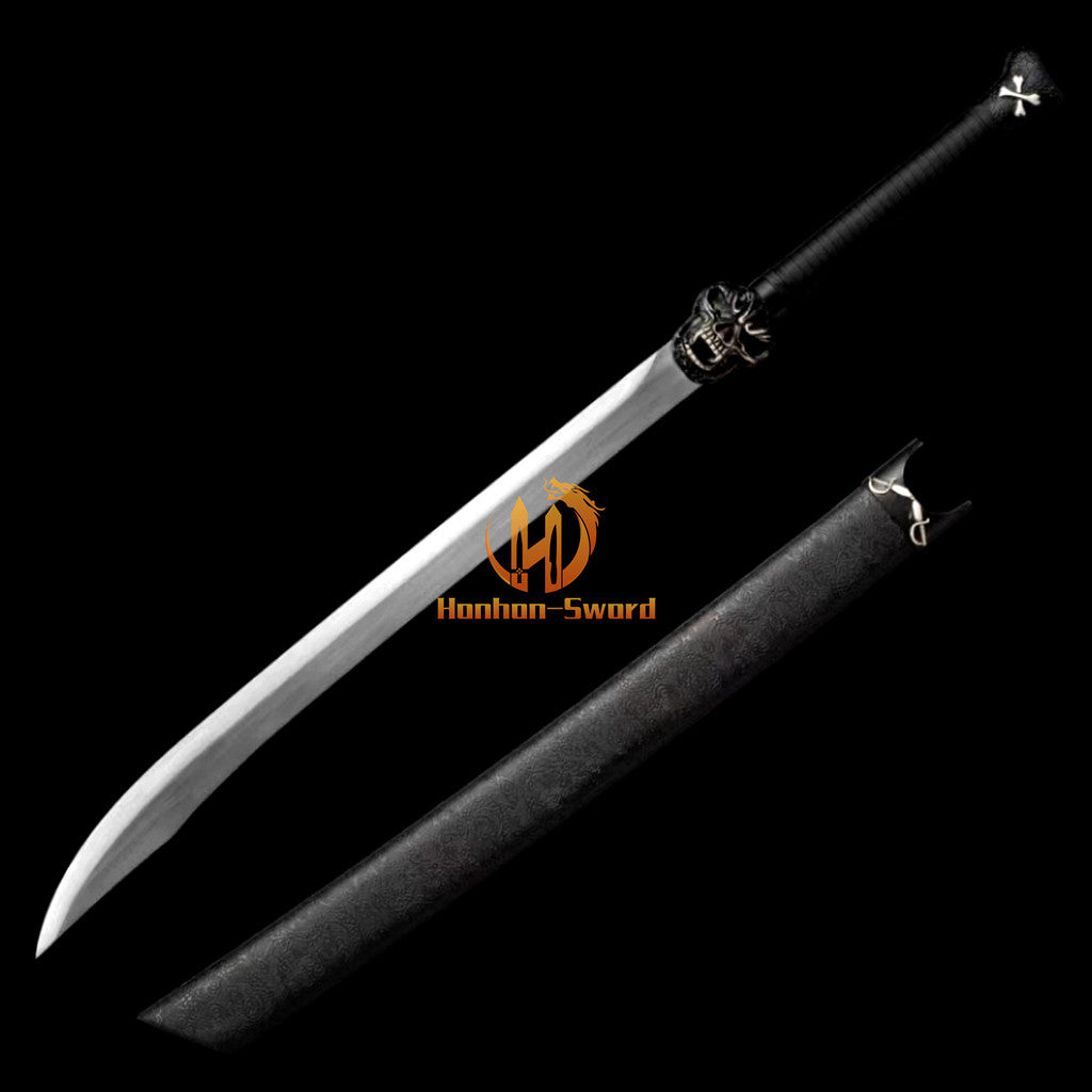 1095 Kohlenstoffstahl Katana Blaue Klinge Japanisches Samurai-Schwert Full Tang Schwarz 