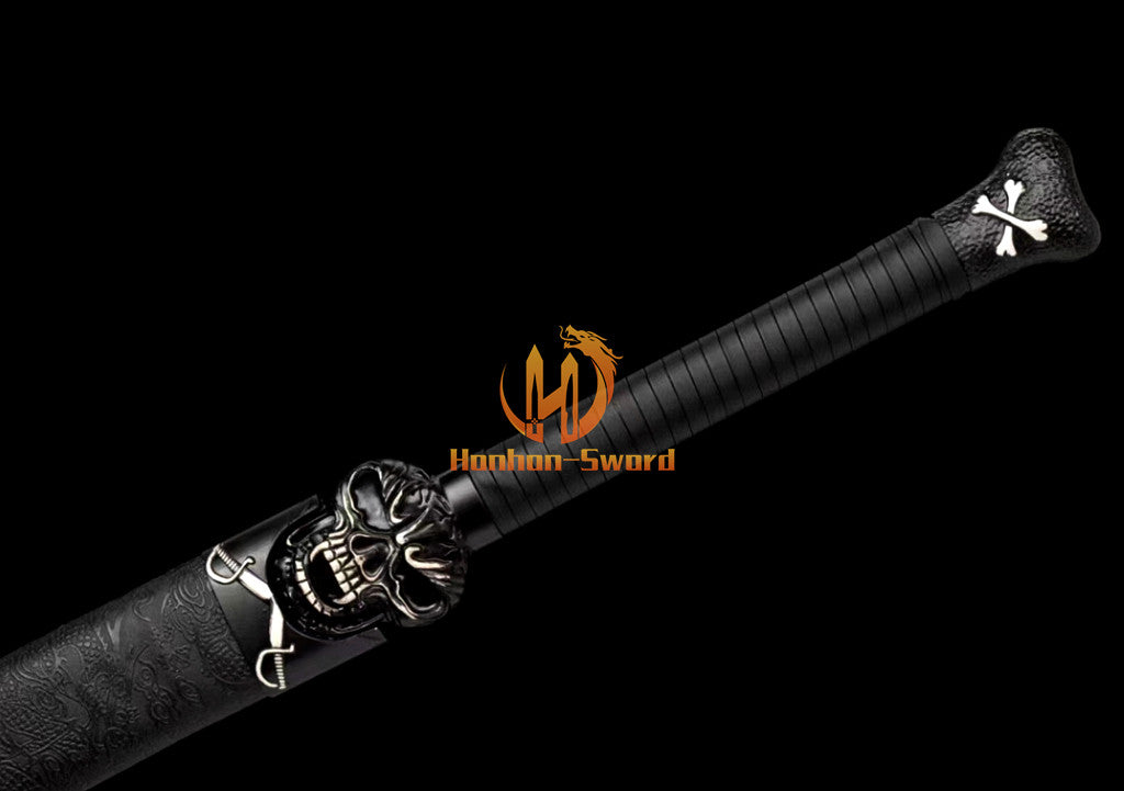 1095 Kohlenstoffstahl Katana Blaue Klinge Japanisches Samurai-Schwert Full Tang Schwarz 