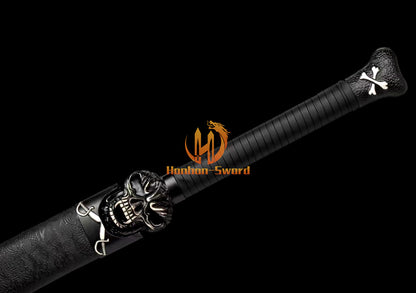 1095 Kohlenstoffstahl Katana Blaue Klinge Japanisches Samurai-Schwert Full Tang Schwarz 