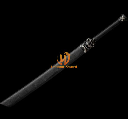 1095 Kohlenstoffstahl Katana Blaue Klinge Japanisches Samurai-Schwert Full Tang Schwarz 