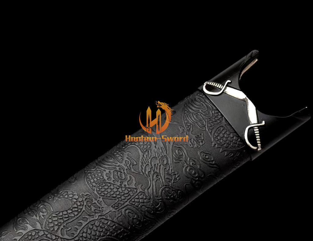 1095 Kohlenstoffstahl Katana Blaue Klinge Japanisches Samurai-Schwert Full Tang Schwarz 