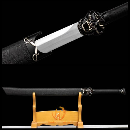 1095 Kohlenstoffstahl Katana Blaue Klinge Japanisches Samurai-Schwert Full Tang Schwarz 