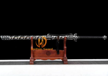 1095 Kohlenstoffstahl Katana Blaue Klinge Japanisches Samurai-Schwert Full Tang Schwarz 