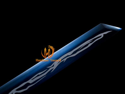 1095 Kohlenstoffstahl Katana Blaue Klinge Japanisches Samurai-Schwert Full Tang Schwarz 