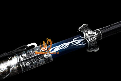 1095 Kohlenstoffstahl Katana Blaue Klinge Japanisches Samurai-Schwert Full Tang Schwarz 