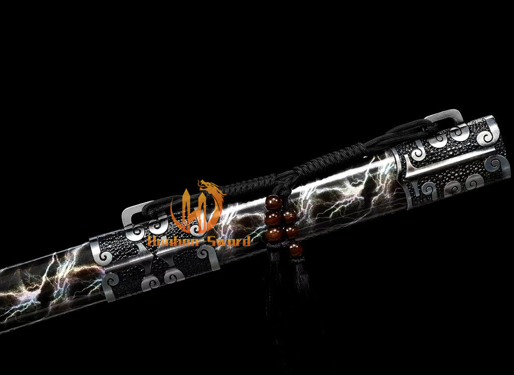 1095 Kohlenstoffstahl Katana Blaue Klinge Japanisches Samurai-Schwert Full Tang Schwarz 