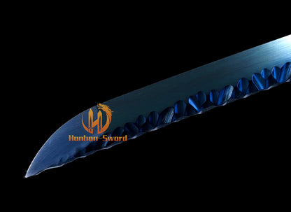 1095 High Carbon Steel Blue Treated Japanese Katana Samurai Sword Full Tang For Battle