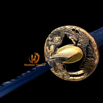 1095 High Carbon Steel Blue Treated Japanese Katana Samurai Sword Full Tang For Battle