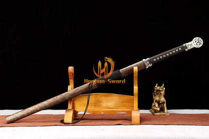 1095 Kohlenstoffstahl Katana Blaue Klinge Japanisches Samurai-Schwert Full Tang Schwarz 