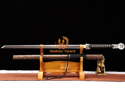 1095 Kohlenstoffstahl Katana Blaue Klinge Japanisches Samurai-Schwert Full Tang Schwarz 