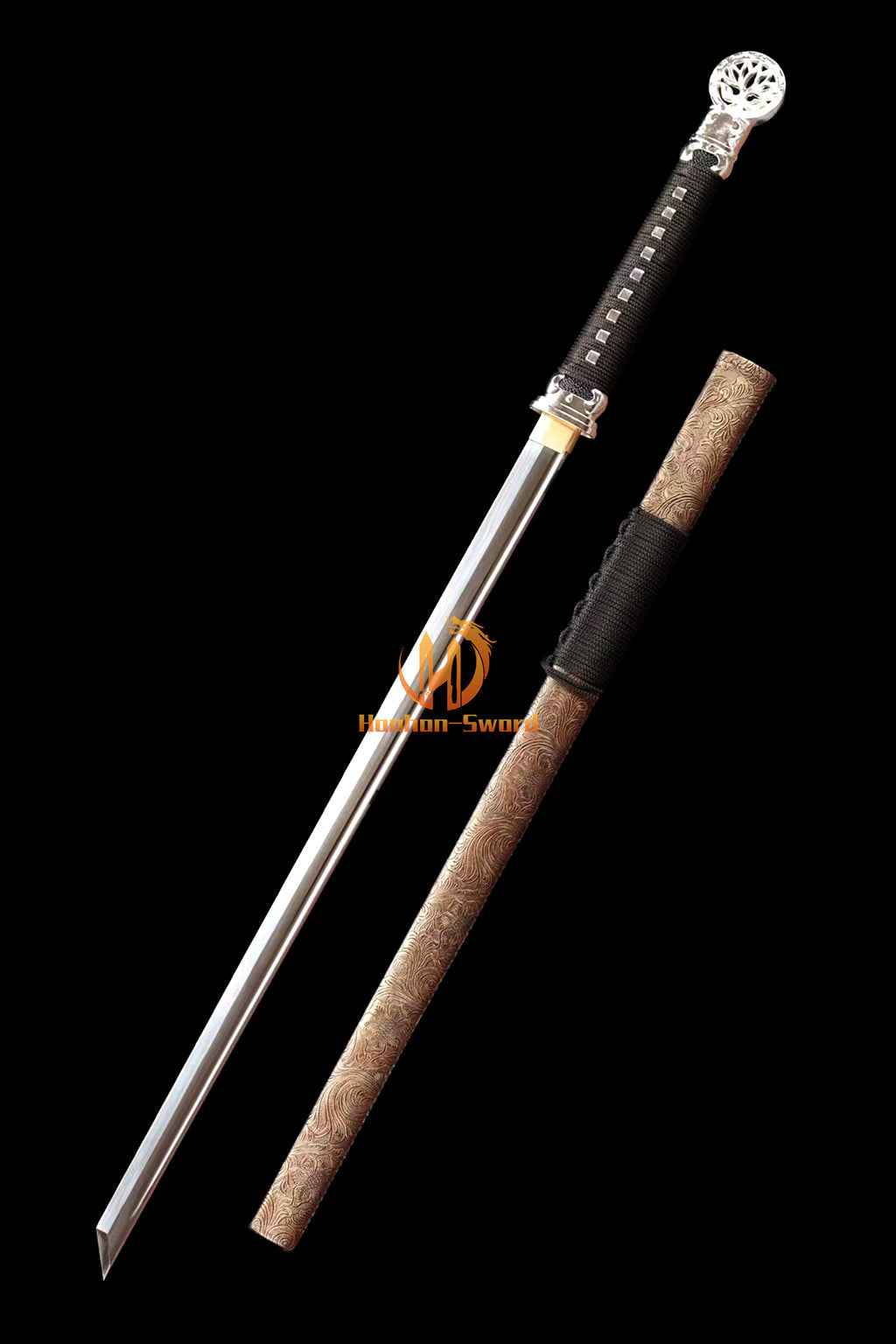 1095 Kohlenstoffstahl Katana Blaue Klinge Japanisches Samurai-Schwert Full Tang Schwarz 