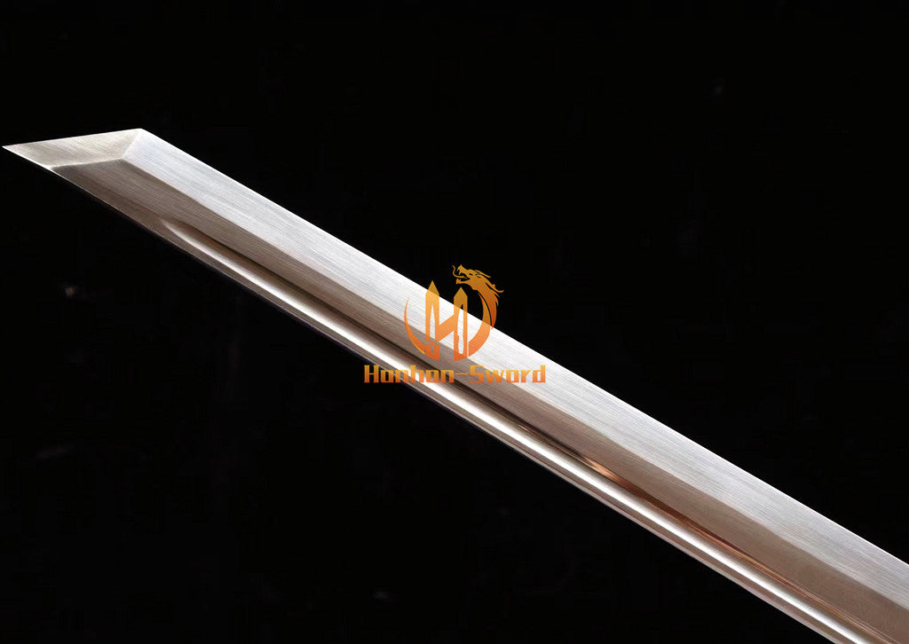 1095 Kohlenstoffstahl Katana Blaue Klinge Japanisches Samurai-Schwert Full Tang Schwarz 