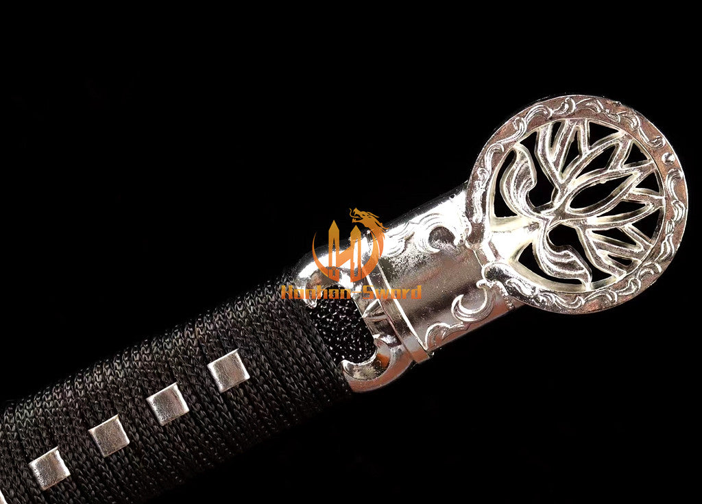 1095 Kohlenstoffstahl Katana Blaue Klinge Japanisches Samurai-Schwert Full Tang Schwarz 