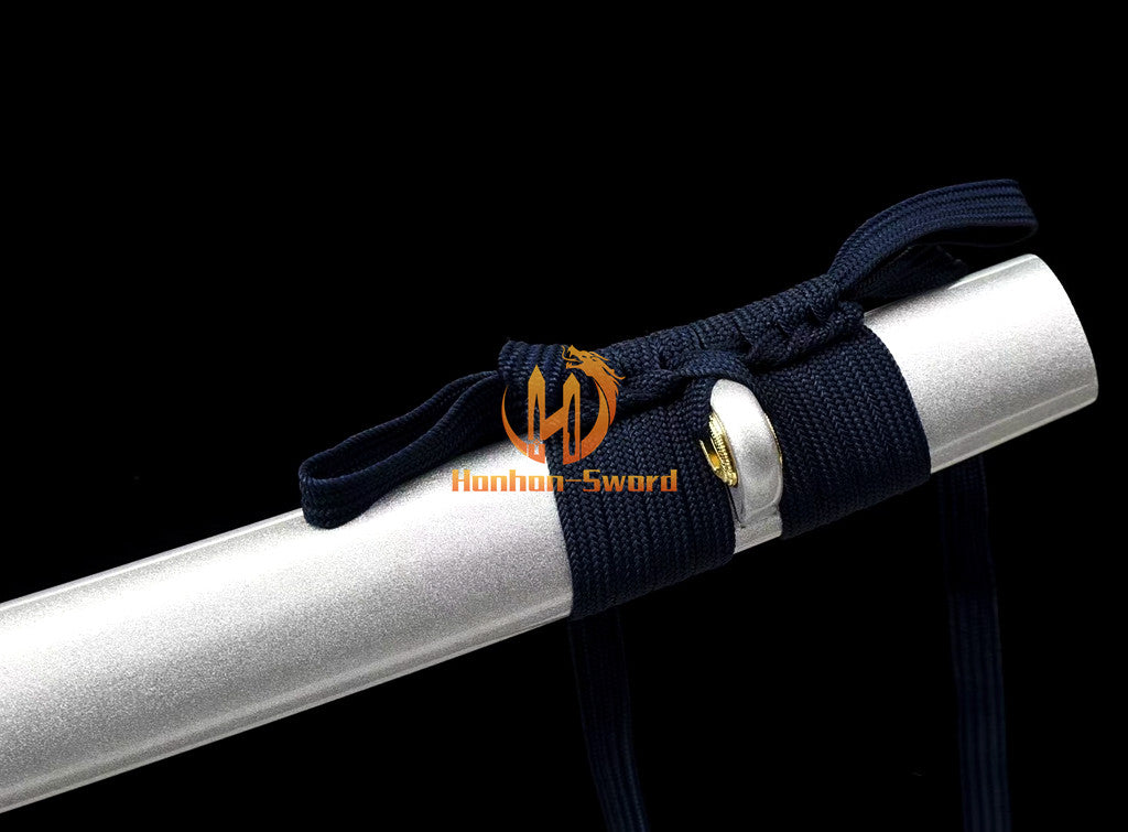 1095 Kohlenstoffstahl Katana Blaue Klinge Japanisches Samurai-Schwert Full Tang Schwarz 