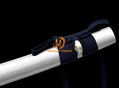 1095 Kohlenstoffstahl Katana Blaue Klinge Japanisches Samurai-Schwert Full Tang Schwarz 