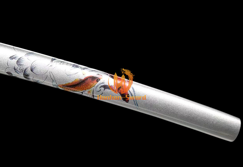 1095 Kohlenstoffstahl Katana Blaue Klinge Japanisches Samurai-Schwert Full Tang Schwarz 