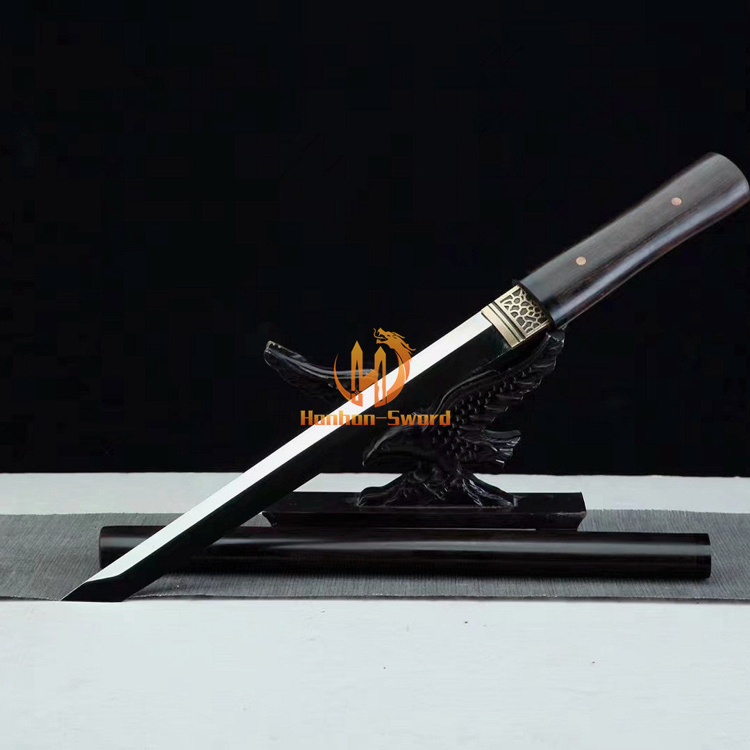 Katana en acier à haute teneur en manganèse, épée de samouraï japonais, prête pour la bataille, Saya blanche dorée 