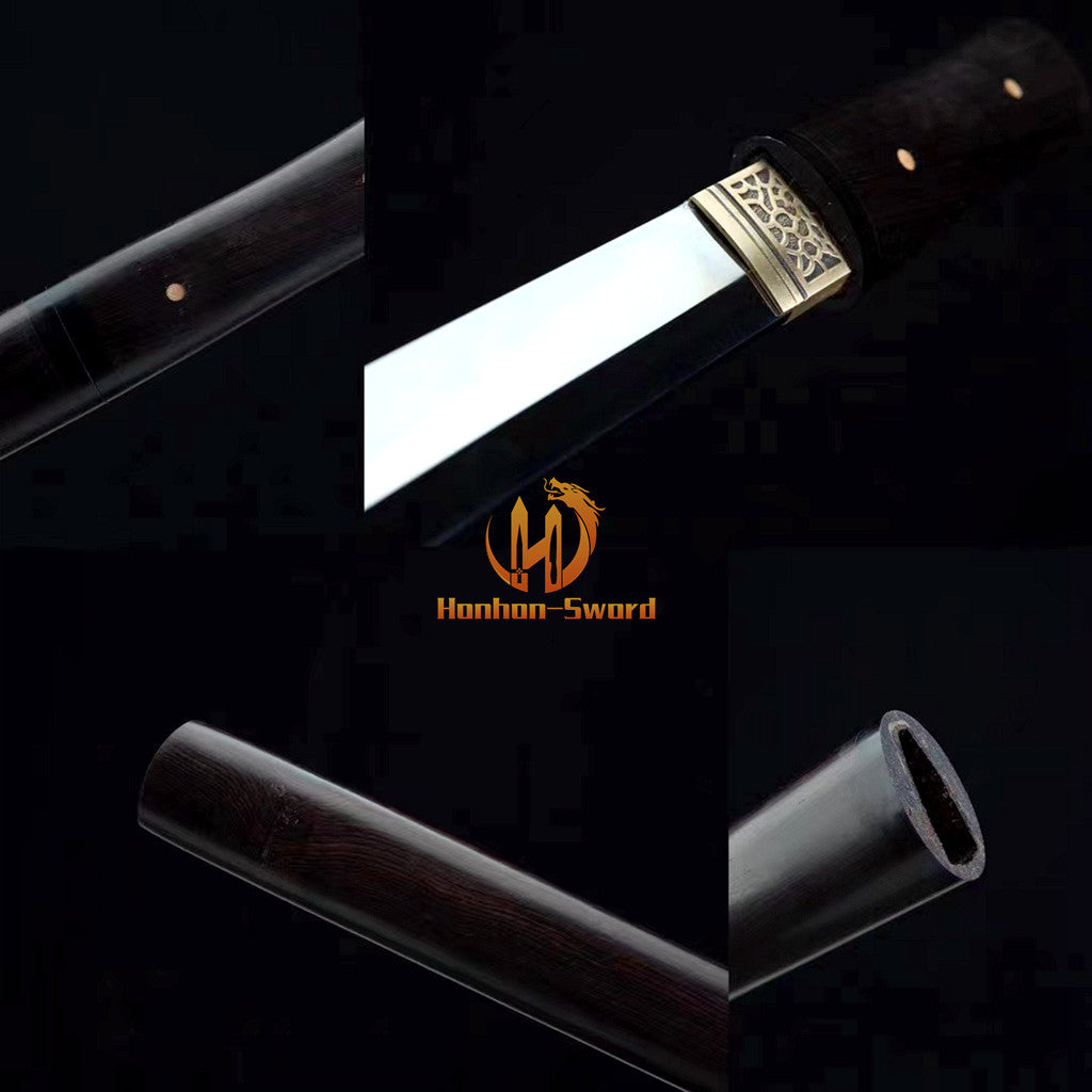 Katana en acier à haute teneur en manganèse, épée de samouraï japonais, prête pour la bataille, Saya blanche dorée 