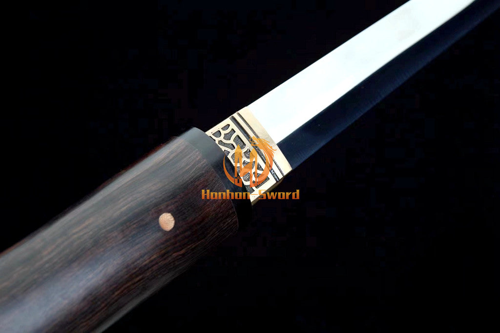 Katana en acier à haute teneur en manganèse, épée de samouraï japonais, prête pour la bataille, Saya blanche dorée 
