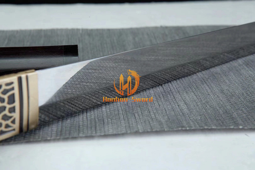 Katana en acier à haute teneur en manganèse, épée de samouraï japonais, prête pour la bataille, Saya blanche dorée 
