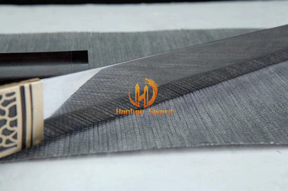 Katana en acier à haute teneur en manganèse, épée de samouraï japonais, prête pour la bataille, Saya blanche dorée 
