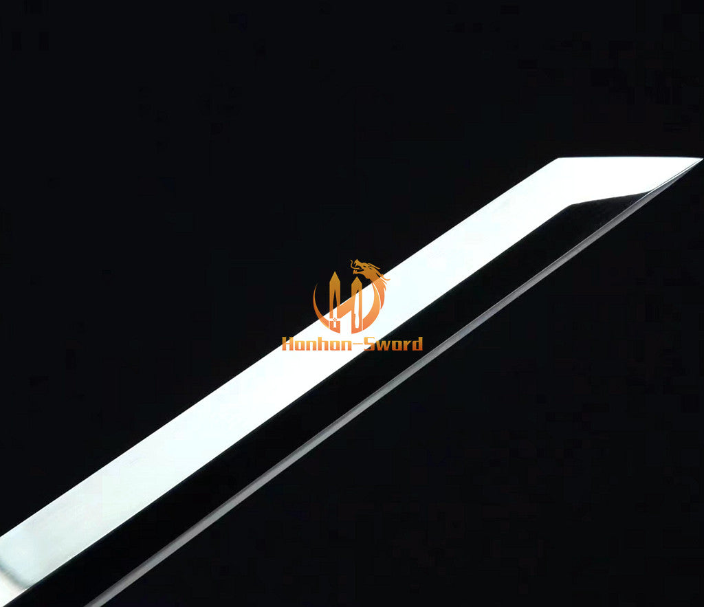 Katana en acier à haute teneur en manganèse, épée de samouraï japonais, prête pour la bataille, Saya blanche dorée 