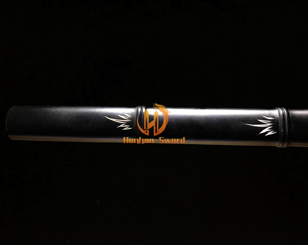 1095 Kohlenstoffstahl Katana Blaue Klinge Japanisches Samurai-Schwert Full Tang Schwarz 