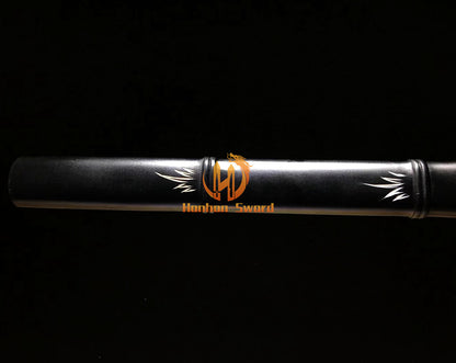 1095 Kohlenstoffstahl Katana Blaue Klinge Japanisches Samurai-Schwert Full Tang Schwarz 