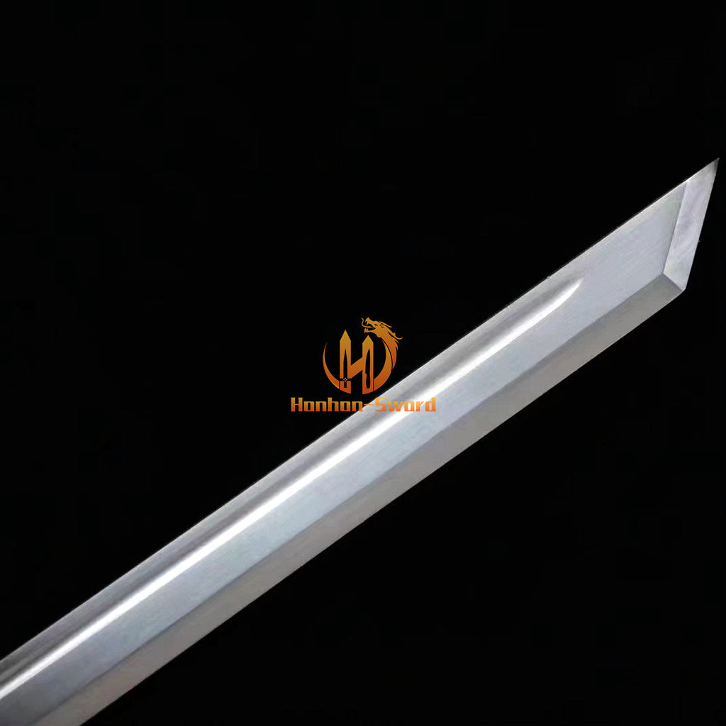 1095 Kohlenstoffstahl Katana Blaue Klinge Japanisches Samurai-Schwert Full Tang Schwarz 