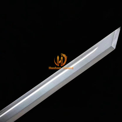 1095 Kohlenstoffstahl Katana Blaue Klinge Japanisches Samurai-Schwert Full Tang Schwarz 