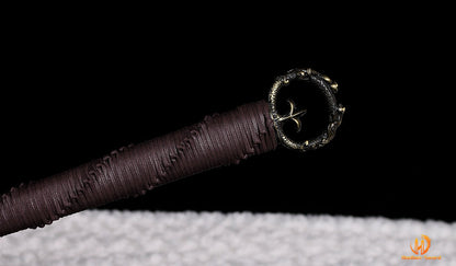 High Quality Damascus Folded Steel Han Dao 环首刀 Chinese Sword Rosewood Sheath