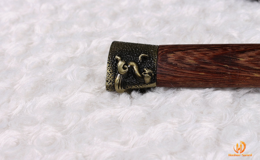 High Quality Damascus Folded Steel Han Dao 环首刀 Chinese Sword Rosewood Sheath
