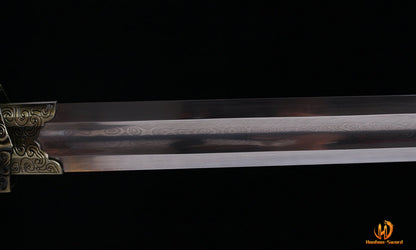 High Quality Damascus Folded Steel Han Dao 环首刀 Chinese Sword Rosewood Sheath