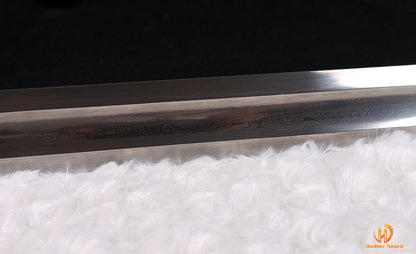 High Quality Damascus Folded Steel Han Dao 环首刀 Chinese Sword Rosewood Sheath