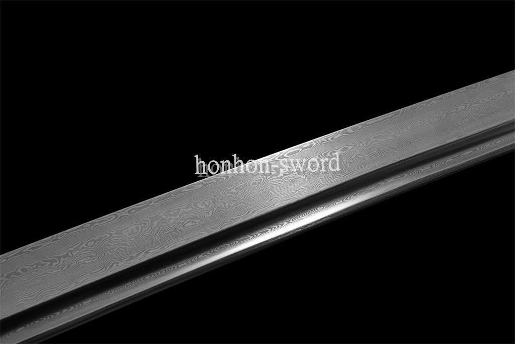 51" Long Damascus Folded Steel Japanese Nodachi Katana Samurai Sword Hand Forge