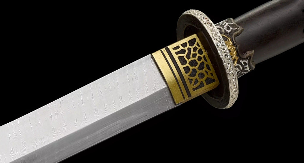 Épée de samouraï japonaise en acier plié noir, katana, lame tranchante faite à la main, noire 