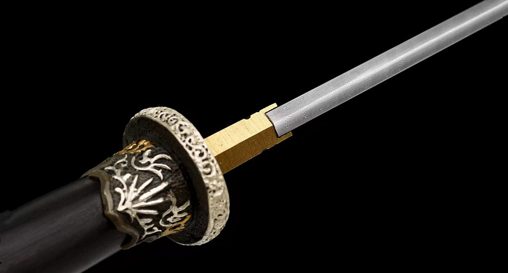 Épée de samouraï japonaise en acier plié noir, katana, lame tranchante faite à la main, noire 