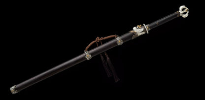 Épée de samouraï japonaise en acier plié noir, katana, lame tranchante faite à la main, noire 