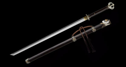 Épée de samouraï japonaise en acier plié noir, katana, lame tranchante faite à la main, noire 