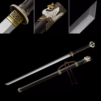 Épée de samouraï japonaise en acier plié noir, katana, lame tranchante faite à la main, noire 