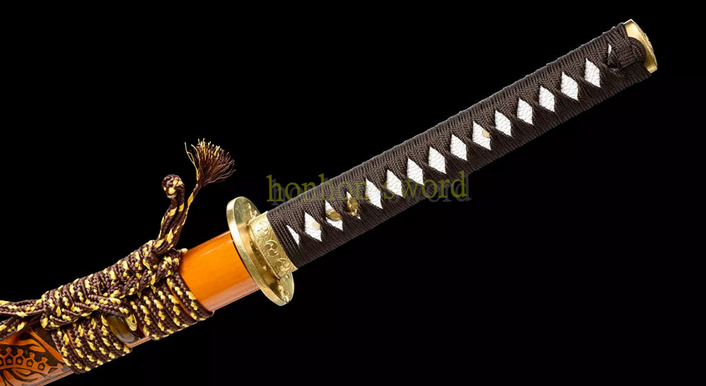 Épée de samouraï japonaise en acier plié noir, katana, lame tranchante faite à la main, noire 